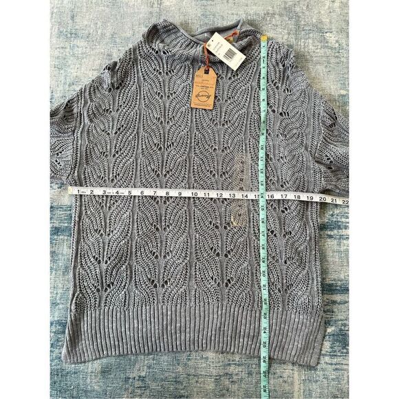 NWT Weatherproof Vintage Slub Pointelle Knit Mock Neck Sweater Dusty Blue Medium - Picture 5 of 10